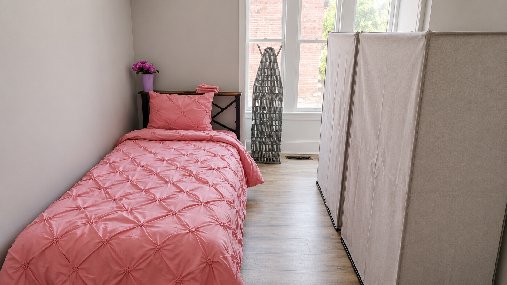 Bedroom with privacy divider